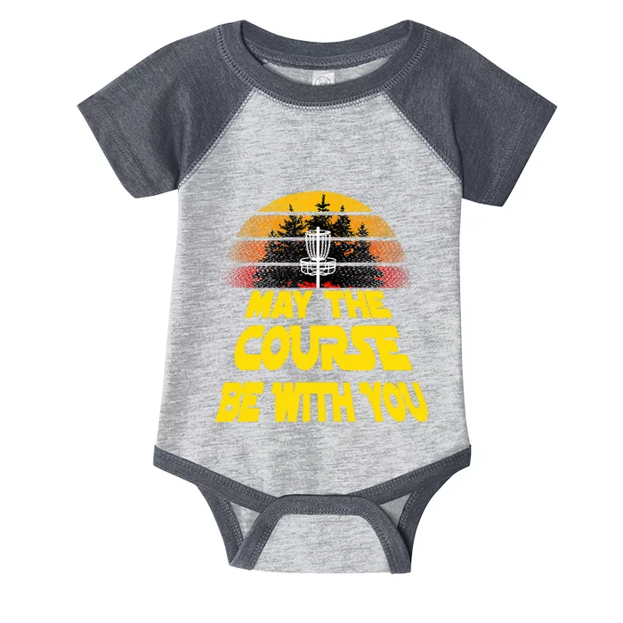 Vintage Retro Disc Golf May The Course Be With You Infant Baby Jersey Bodysuit