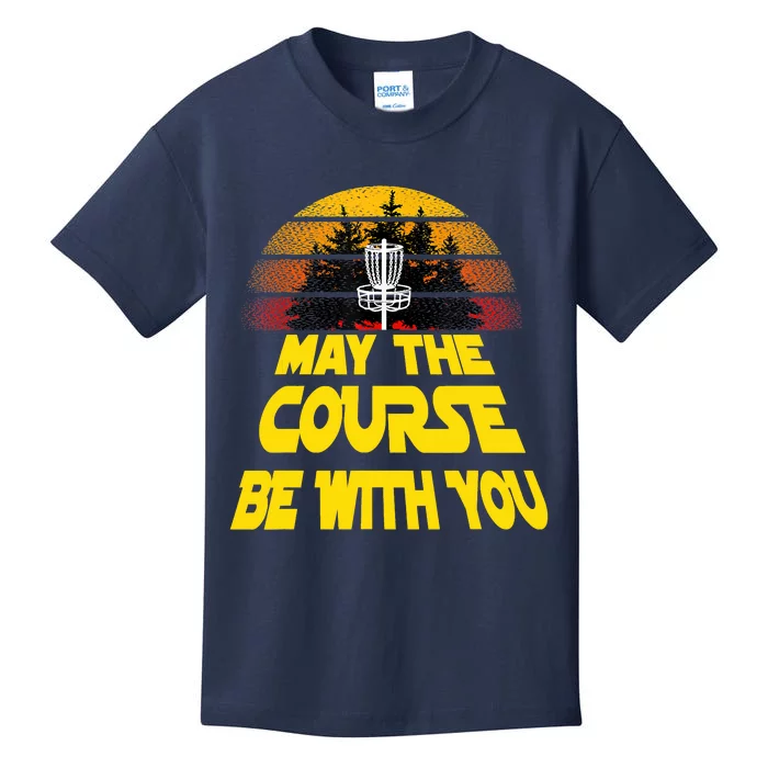 Vintage Retro Disc Golf May The Course Be With You Kids T-Shirt