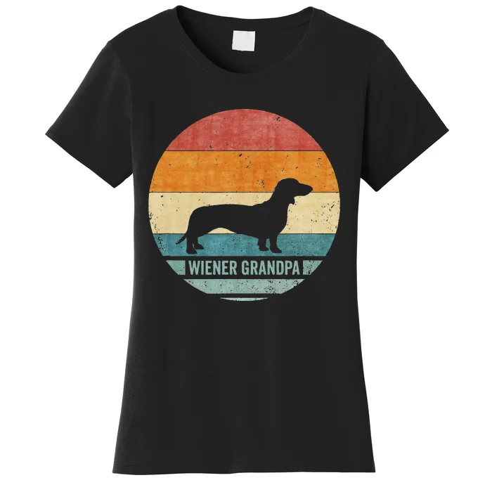 Vintage Retro Dachshund Grandpa Wiener Silhouette Puppy Love Women's T-Shirt