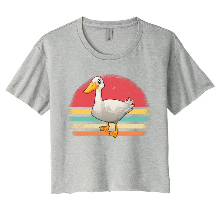 Vintage Retro Duck Gift Women's Crop Top Tee