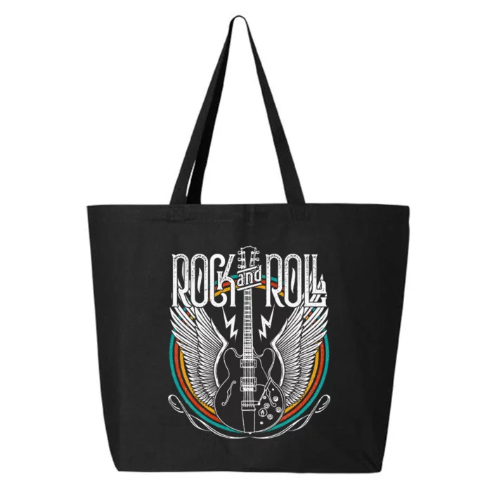 Vintage Retro Distressed 80s Rock & Roll Music Guitar Wings 25L Jumbo Tote