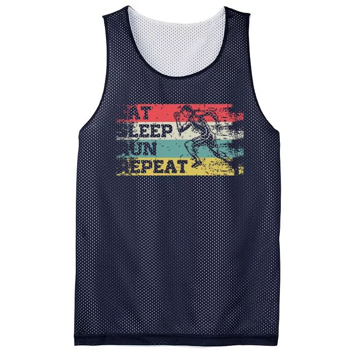 Vintage Retro Eat Sleep Run Repeat Funny Running Runner Gift Mesh Reversible Basketball Jersey Tank