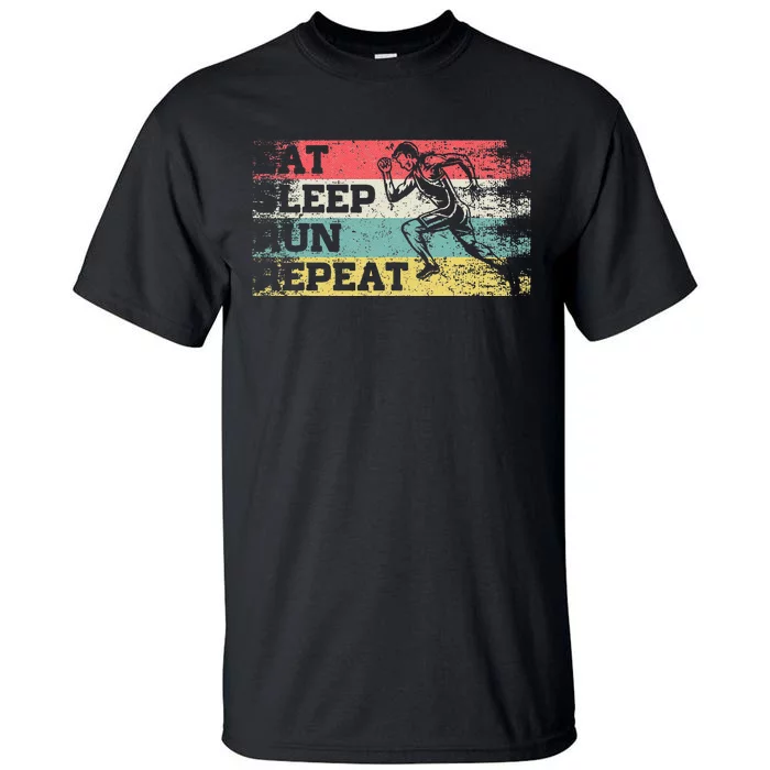 Vintage Retro Eat Sleep Run Repeat Funny Running Runner Gift Tall T-Shirt