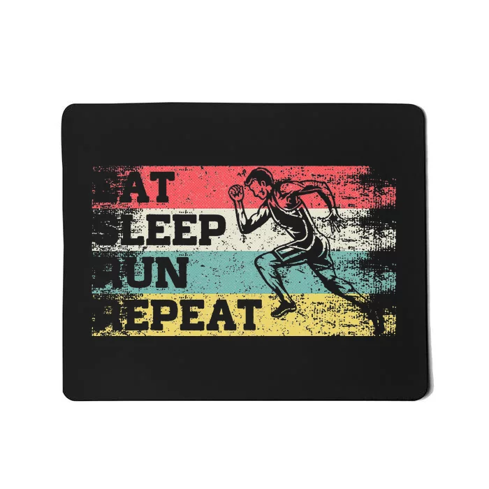 Vintage Retro Eat Sleep Run Repeat Funny Running Runner Gift Mousepad