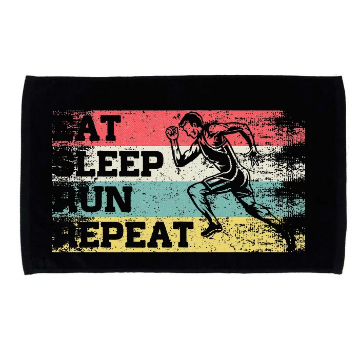 Vintage Retro Eat Sleep Run Repeat Funny Running Runner Gift Microfiber Hand Towel