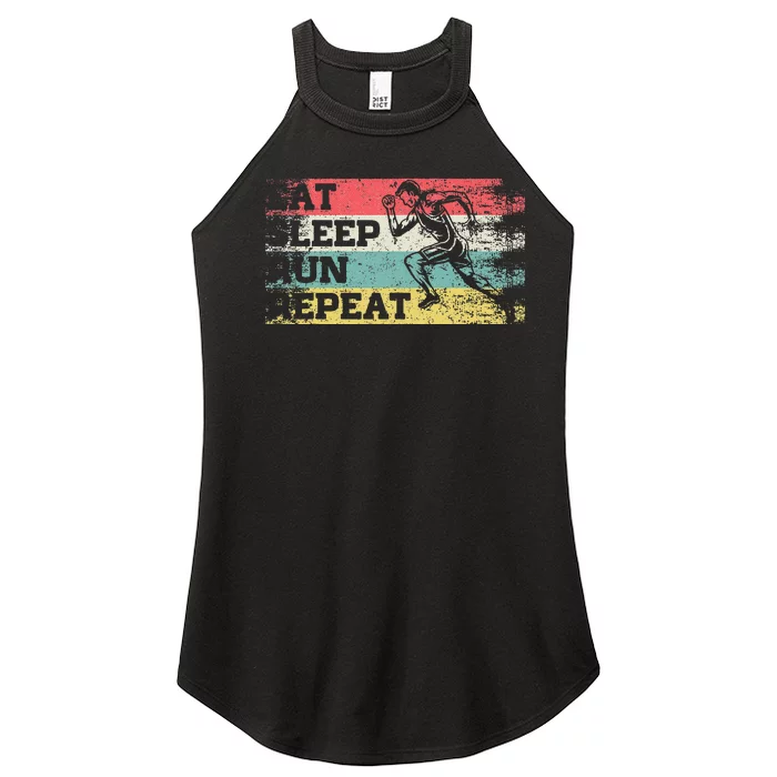 Vintage Retro Eat Sleep Run Repeat Funny Running Runner Gift Women’s Perfect Tri Rocker Tank