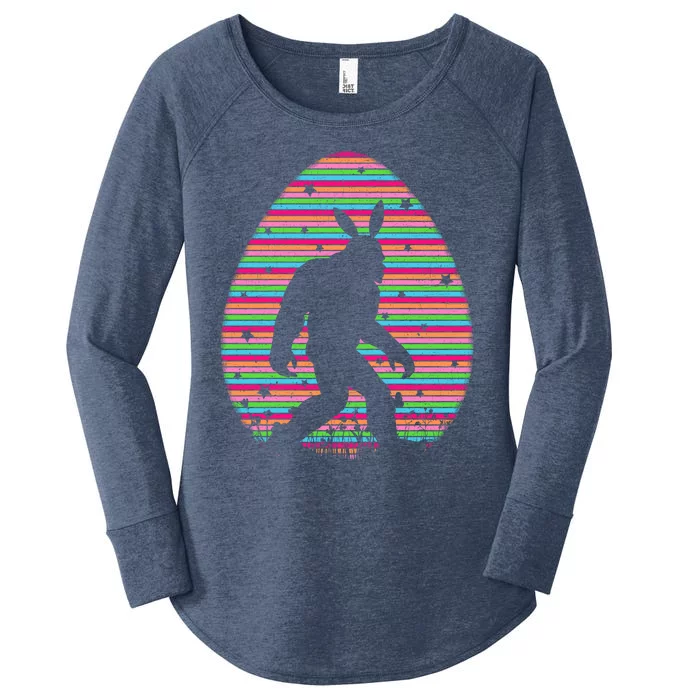 Vintage Retro Easter Egg Lover Funny Bigfoot Easter Sunday Gift Women's Perfect Tri Tunic Long Sleeve Shirt