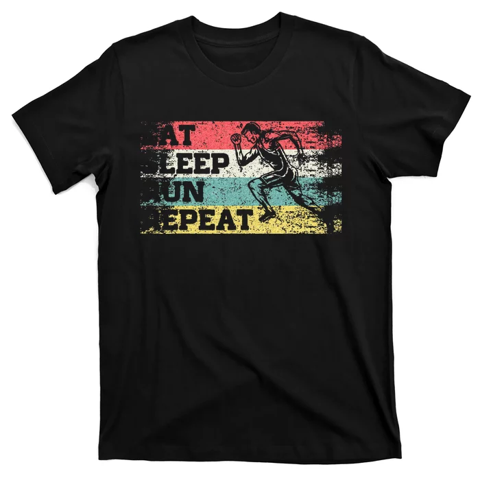 Vintage Retro Eat Sleep Run Repeat Funny Running Runner Gift T-Shirt