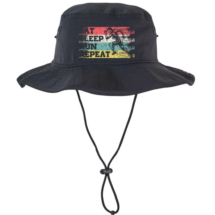 Vintage Retro Eat Sleep Run Repeat Funny Running Runner Gift Legacy Cool Fit Booney Bucket Hat