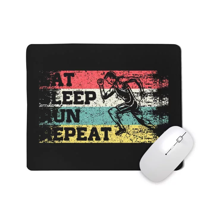 Vintage Retro Eat Sleep Run Repeat Funny Running Runner Gift Mousepad