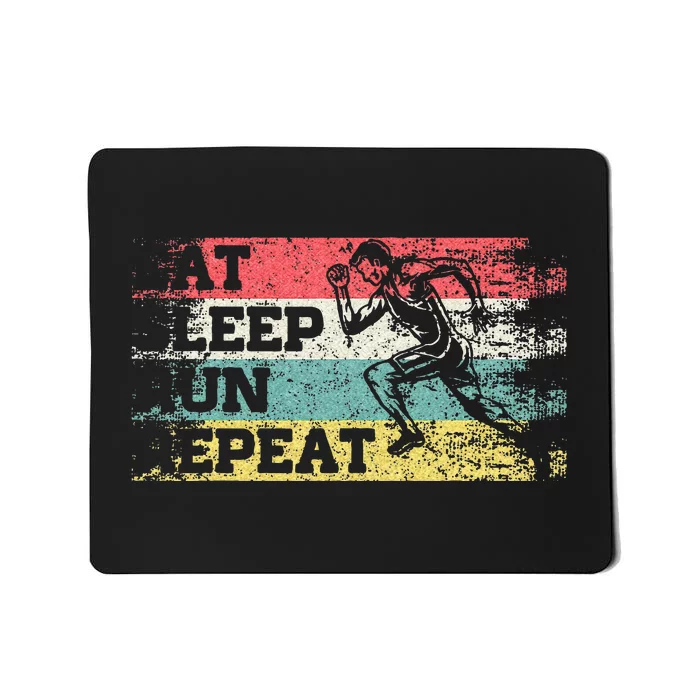 Vintage Retro Eat Sleep Run Repeat Funny Running Runner Gift Mousepad