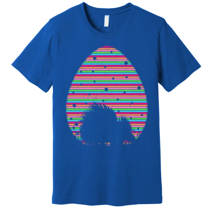 Vintage Retro Easter Egg Lover Funny Porcupine Easter Sunday Gift Premium T-Shirt