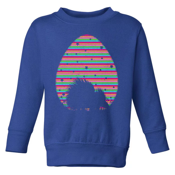 Vintage Retro Easter Egg Lover Funny Porcupine Easter Sunday Gift Toddler Sweatshirt