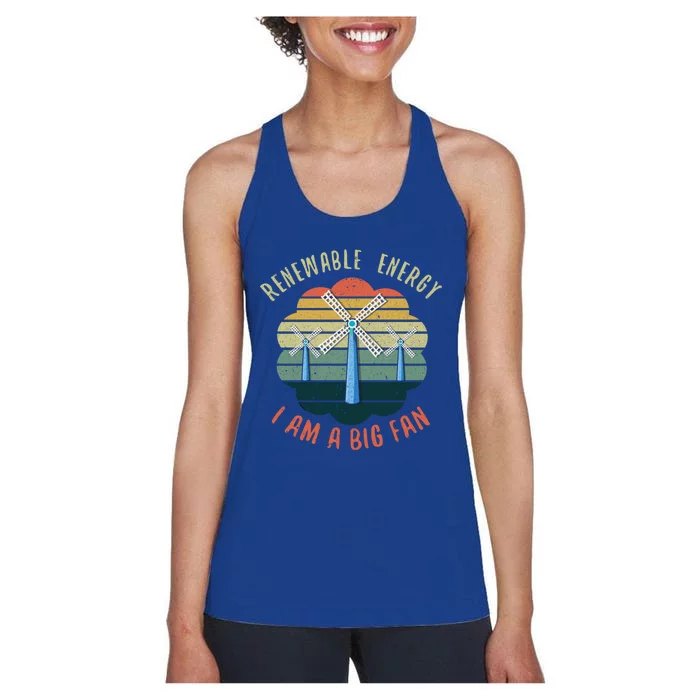 Vintage Renewable Energy Fan World Planet Hour Day Earth Great Gift Women's Racerback Tank