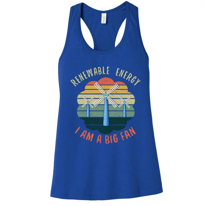 Vintage Renewable Energy Fan World Planet Hour Day Earth Great Gift Women's Racerback Tank