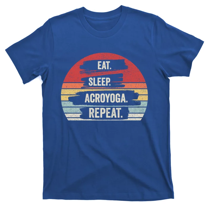 Vintage Retro Eat Sleep Acroyoga Repeagift Yoga Gift T-Shirt