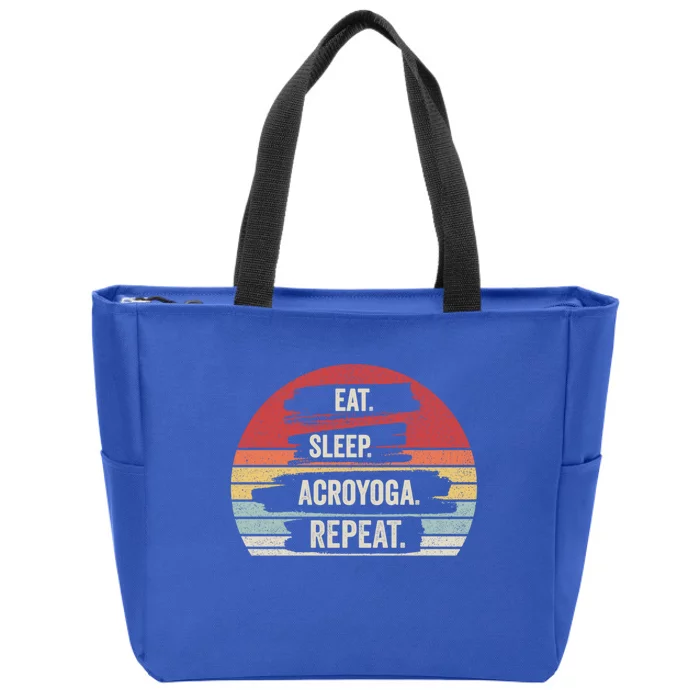 Vintage Retro Eat Sleep Acroyoga Repeameaningful Gift Yoga Gift Zip Tote Bag