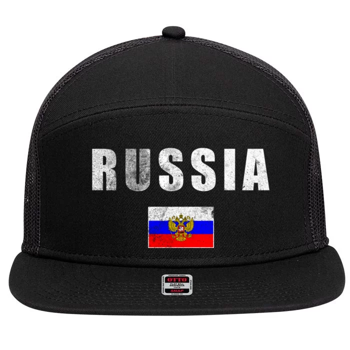 Vintage Russia Flag 7 Panel Mesh Trucker Snapback Hat