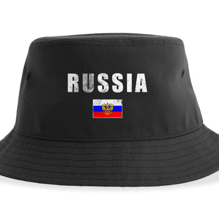 Vintage Russia Flag Sustainable Bucket Hat