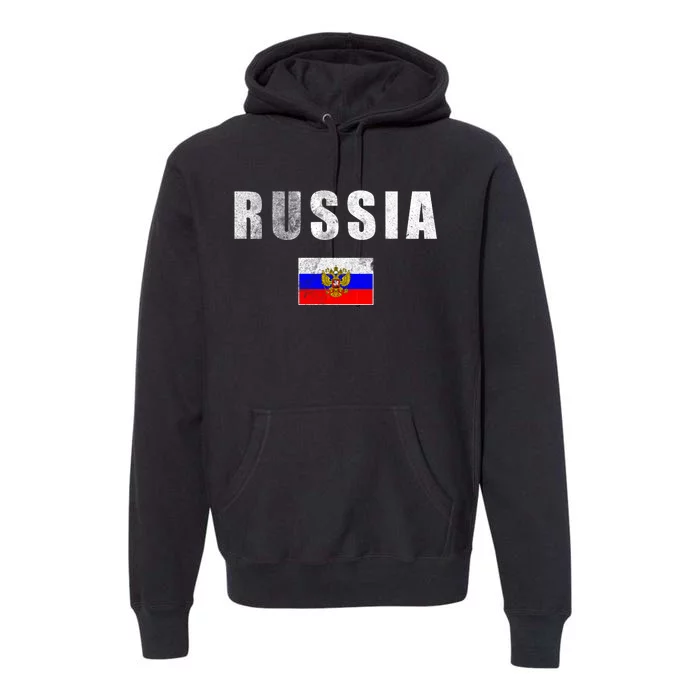 Vintage Russia Flag Premium Hoodie