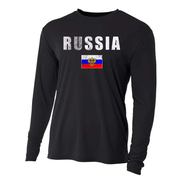 Vintage Russia Flag Cooling Performance Long Sleeve Crew