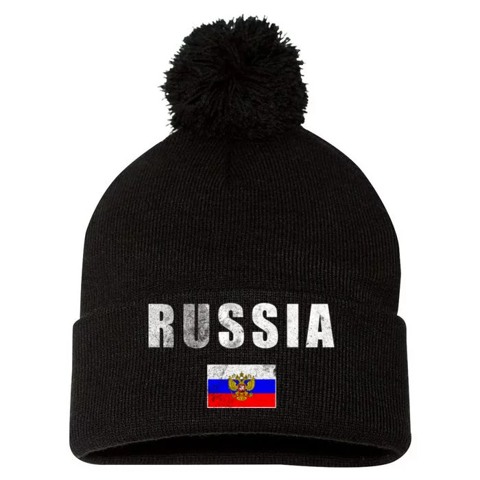 Vintage Russia Flag Pom Pom 12in Knit Beanie