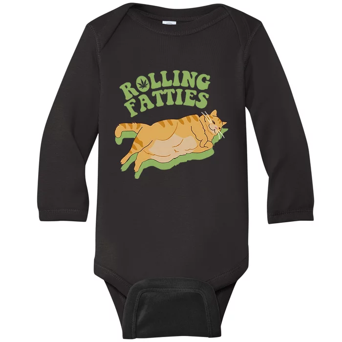 Vintage Rolling Fatties Cat Retro Kitty Kitten Meow Baby Long Sleeve Bodysuit