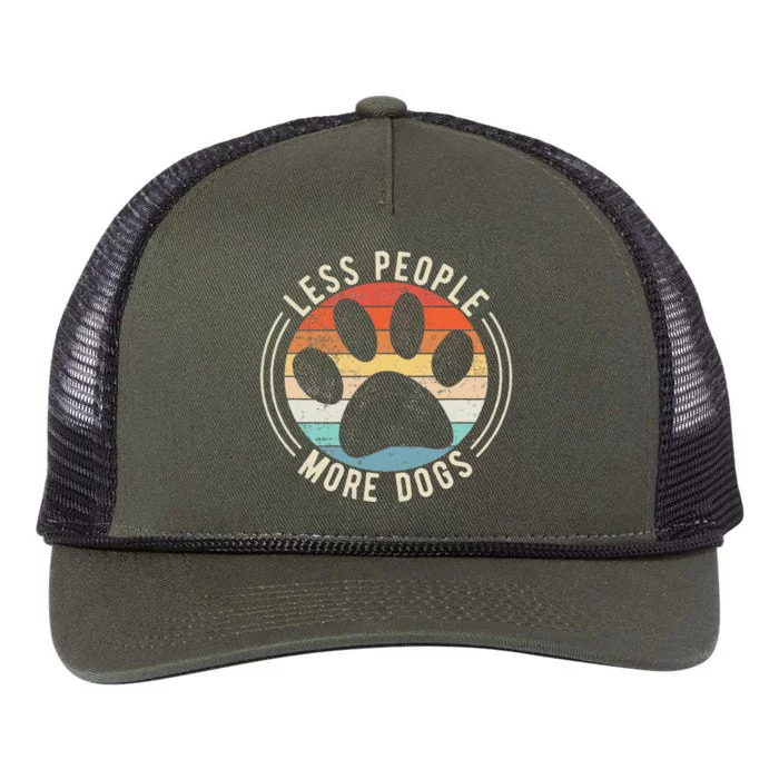 Vintage Retro Funny Sayings Dog Lover Less People More Dogs Retro Rope Trucker Hat Cap