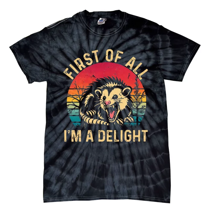 Vintage Retro First Of All IM A Delight Angry Possum Tie-Dye T-Shirt