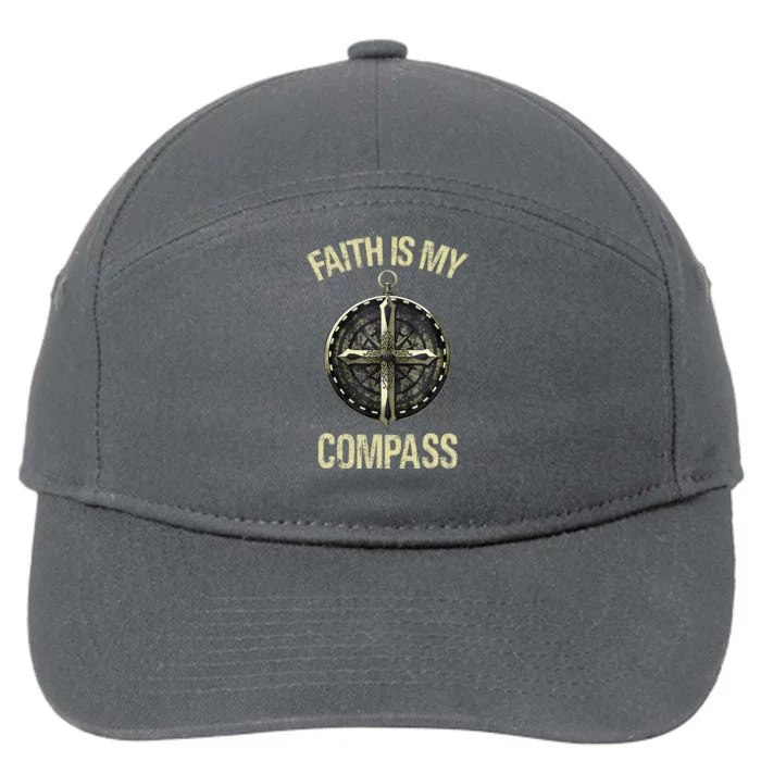 Vintage Retro Faith Is My Compass 7-Panel Snapback Hat