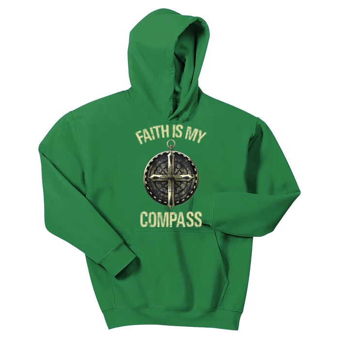 Vintage Retro Faith Is My Compass Kids Hoodie