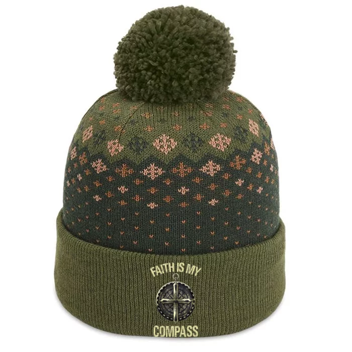 Vintage Retro Faith Is My Compass The Baniff Cuffed Pom Beanie