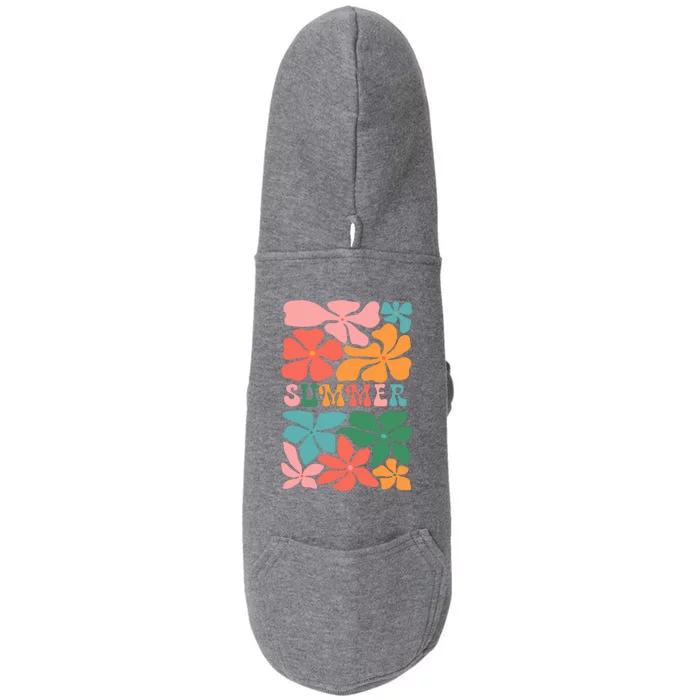 Vintage Retro Floral Summer Doggie 3-End Fleece Hoodie