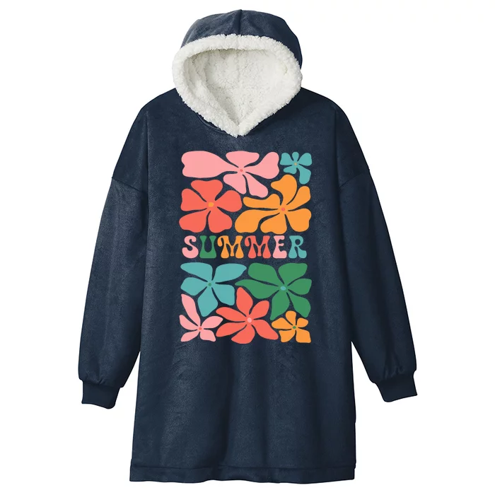 Vintage Retro Floral Summer Hooded Wearable Blanket