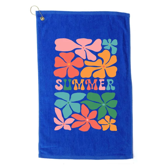 Vintage Retro Floral Summer Platinum Collection Golf Towel