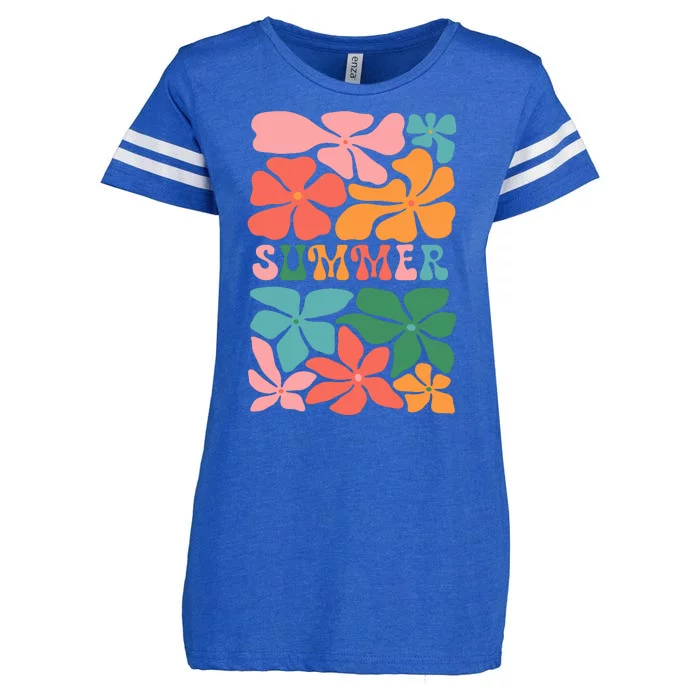 Vintage Retro Floral Summer Enza Ladies Jersey Football T-Shirt