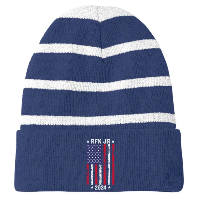 Vote Robert F Kennedy For President Cool Vintage Flag Striped Beanie with Solid Band