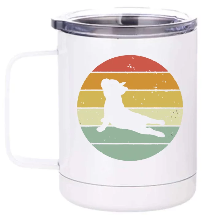 Vintage Retro French Bulldog Yoga Funny French Bulldog Front & Back 12oz Stainless Steel Tumbler Cup