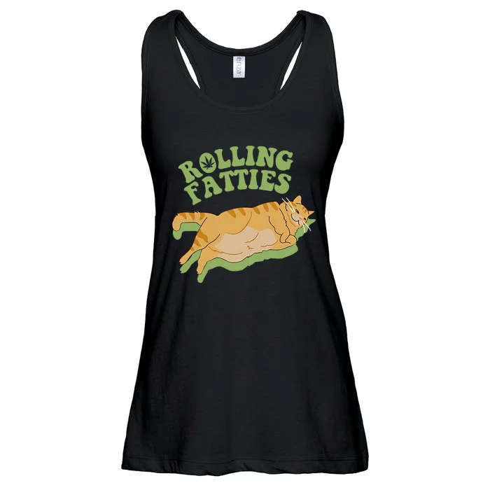 Vintage Rolling Fatties Cat Retro Kitty Kitten Meow Ladies Essential Flowy Tank