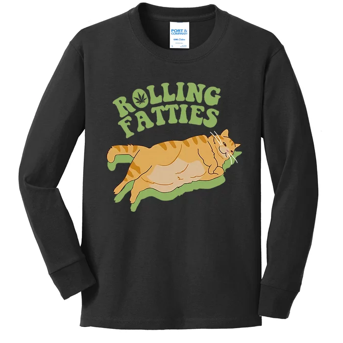 Vintage Rolling Fatties Cat Retro Kitty Kitten Meow Kids Long Sleeve Shirt