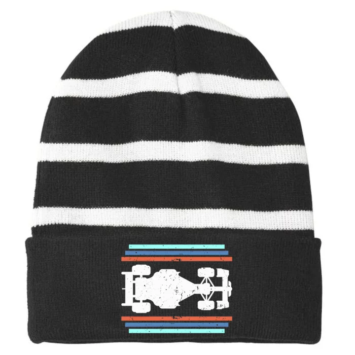 Vintage Retro Formula Racing Racing Party Funny Gift Striped Beanie with Solid Band