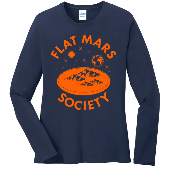 Vintage Retro Flat Mars Society Ladies Long Sleeve Shirt