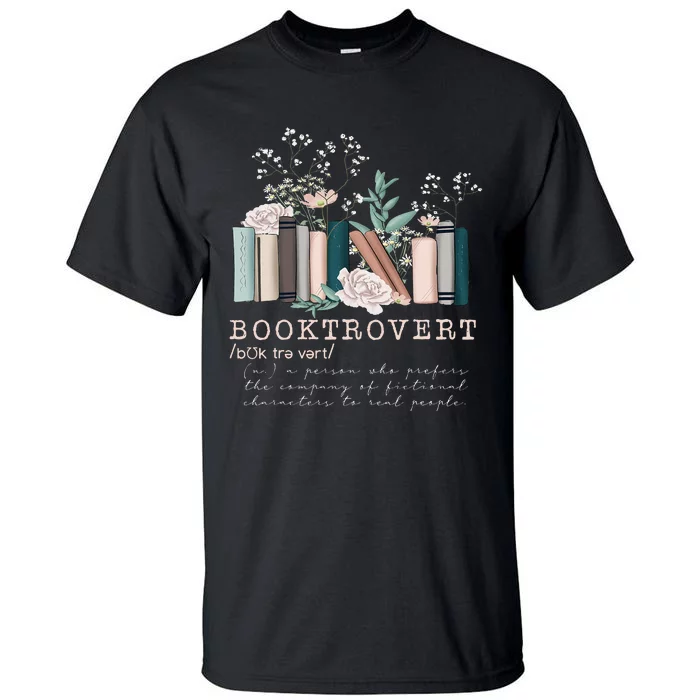 Vintage Retro Floral Booktrovert Book Reader Lover Tall T-Shirt