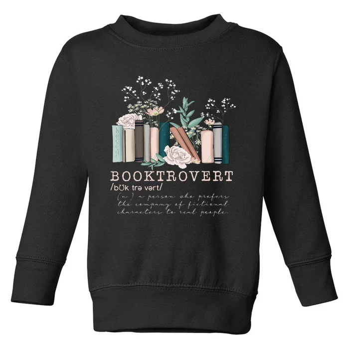 Vintage Retro Floral Booktrovert Book Reader Lover Toddler Sweatshirt