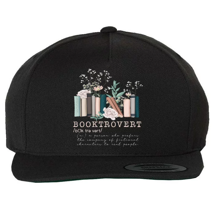 Vintage Retro Floral Booktrovert Book Reader Lover Wool Snapback Cap