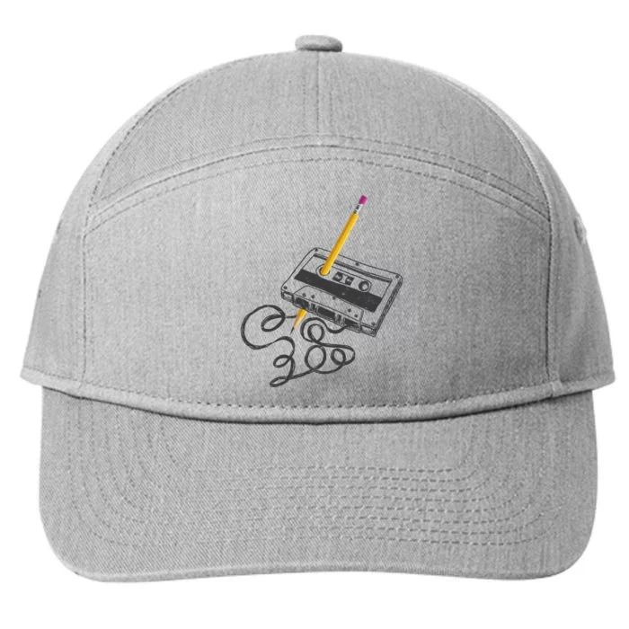 Vintage Rewind Funny Cassette Pencil Gift 7-Panel Snapback Hat