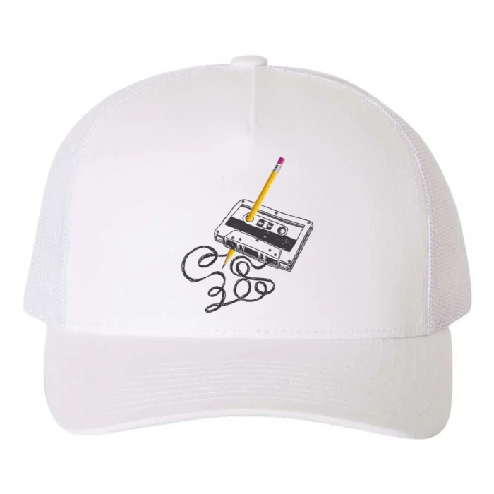 Vintage Rewind Funny Cassette Pencil Gift Yupoong Adult 5-Panel Trucker Hat