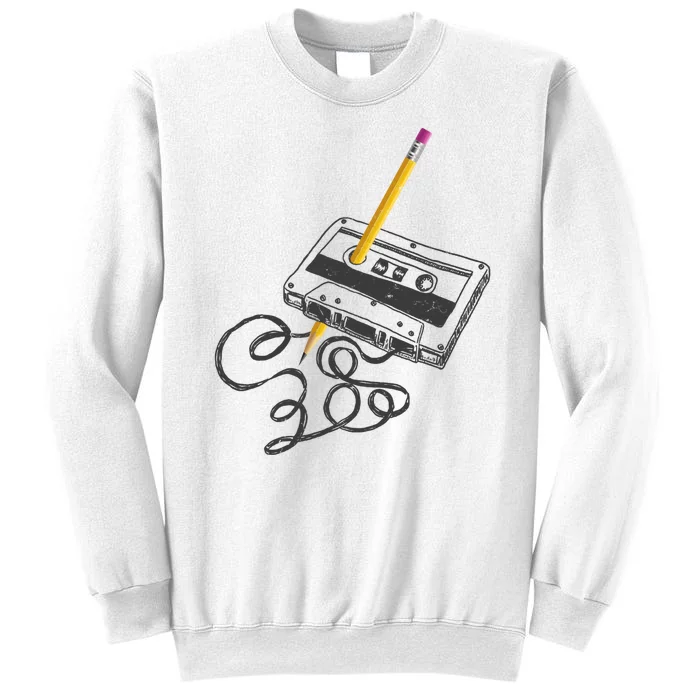 Vintage Rewind Funny Cassette Pencil Gift Sweatshirt