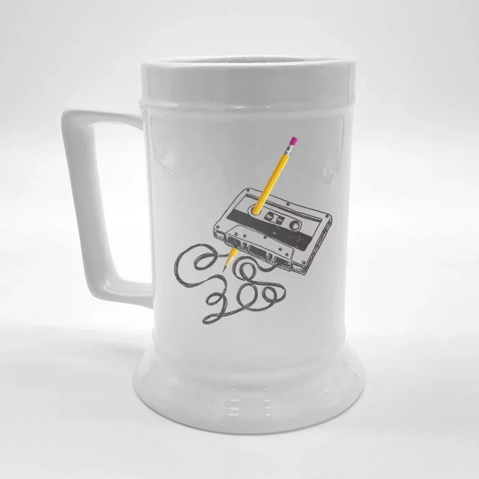 Vintage Rewind Funny Cassette Pencil Gift Front & Back Beer Stein