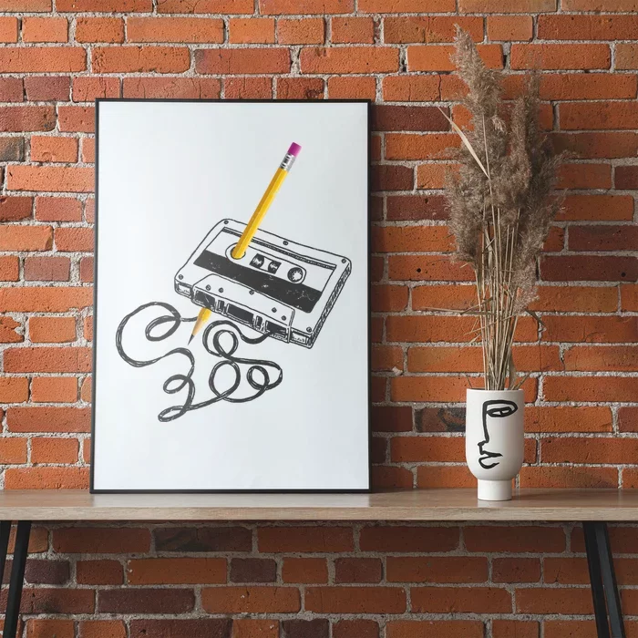 Vintage Rewind Funny Cassette Pencil Gift Poster